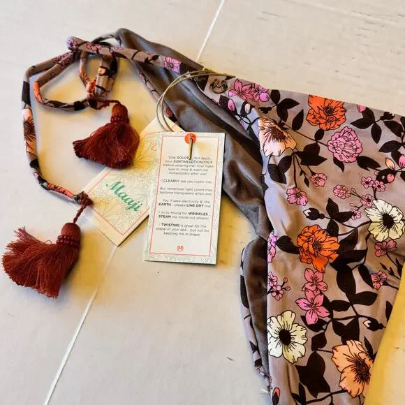 Maaji Ditsy Sunny Tie Side Bikini Bottom Floral Women Large NWT - Picture 3 of 8